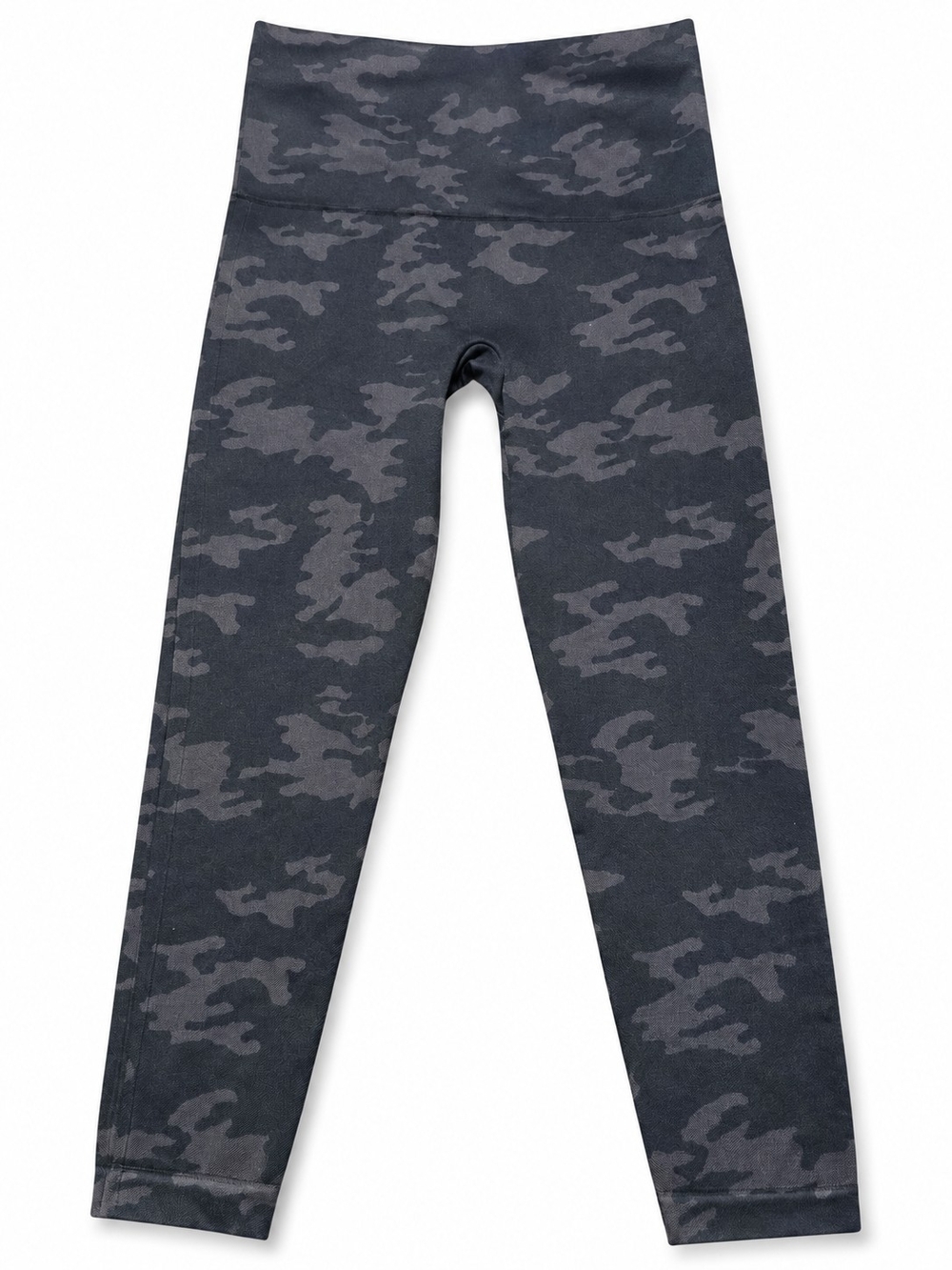 SPANX Look At Me Now Camo Seamless Cropped Leggings Black Gray L